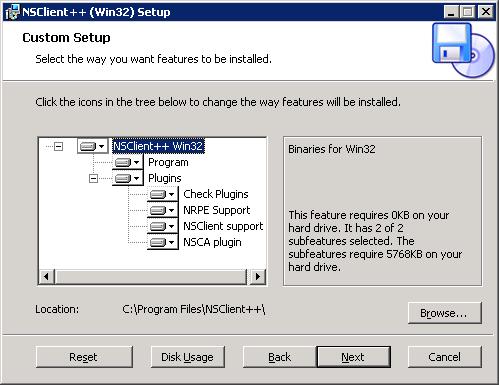 NSClient++ Install Screen