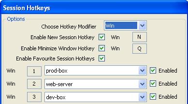 PuTTY Session Manager Hot Key Assignment