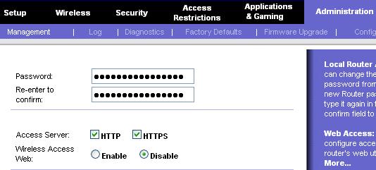 Disable Wireless Web Access