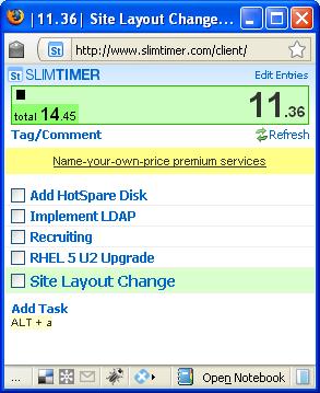 SlimTimer Pop-up Window SlimTimer Pop-up Window