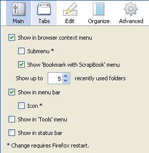 Scrapbook Firefox add-on options Scrapbook Firefox add-on options