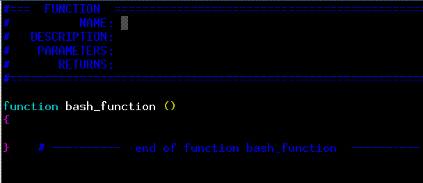 Vim Bash Plugin - Insert Function Header