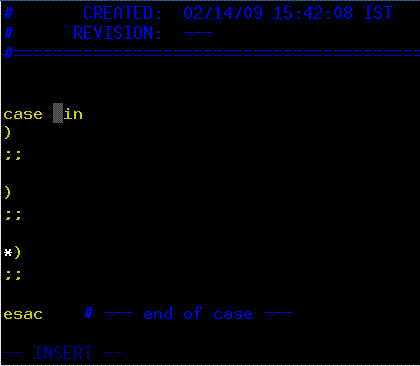 Vim Bash Plugin - Insert Case Statement