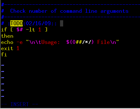 Vim Bash Plugin - Add TODO inside shell script