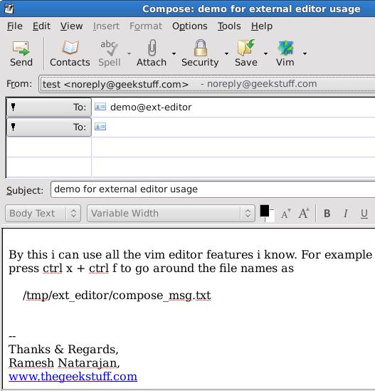 Vim Compose Email in Thunderbird Editor Vim Compose Email in Thunderbird Editor