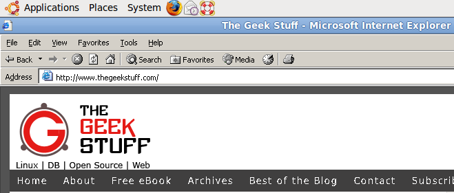 Fig: Microsoft Internet Explorer Browser on Ubuntu Laptop
