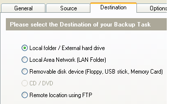 Fig: Backup Windows 7 - Select the Destination Directory