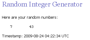 Fig: Random number generated between 1 and 127 from random.org 