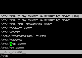 Fig: Search the MRU List Using /