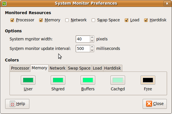 Ubuntu System Monitor Preferences