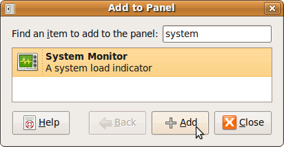 Ubuntu Search System Monitor to Add to Panel