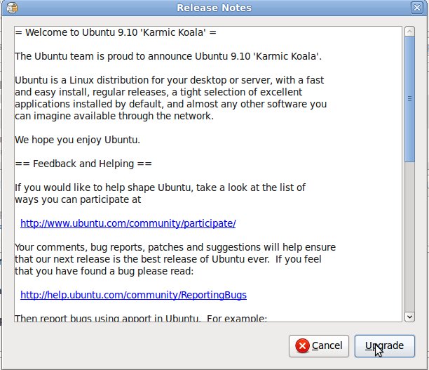 Ubuntu 9.10 Upgrade Release Notes Ubuntu 9.10 Upgrade Release Notes