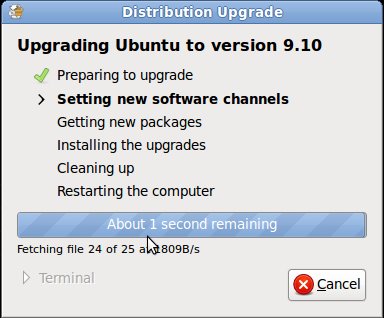 Ubuntu Upgrade to 9.10 - Setting new Software Channels Ubuntu Upgrade to 9.10 - Setting new Software Channels
