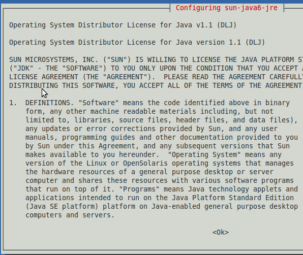 Fig: Sun Java License Terms - Click OK