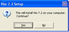 gVim for Windows - Setup Confirmation