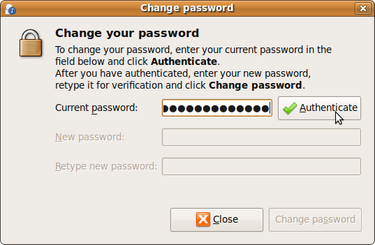 Ubuntu Change Password - Enter Current Password