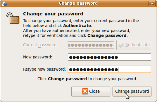 Ubuntu Change Password - Enter New Password