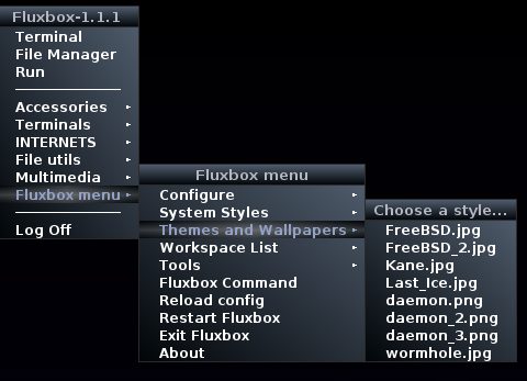 Set wallpaper by editing fluxbox menu