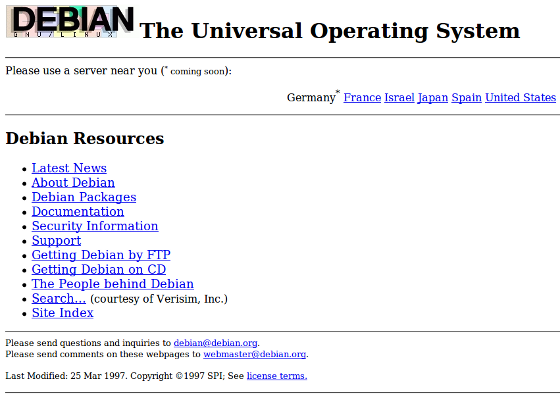 Debian 1997 Website