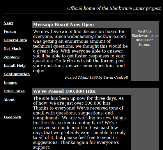 Slackware Website 1999