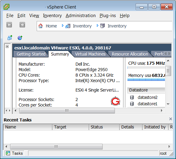 vSphere Client Summary